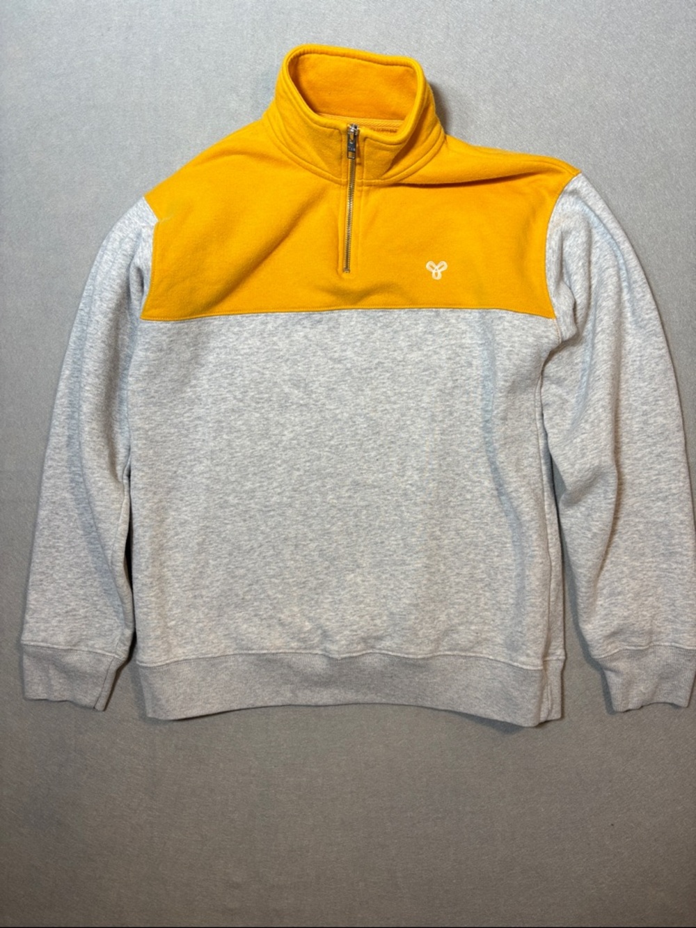 TNA Half-Zip Sweater in Yellow and Light Gray